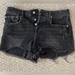 Black Distressed Denim Shorts